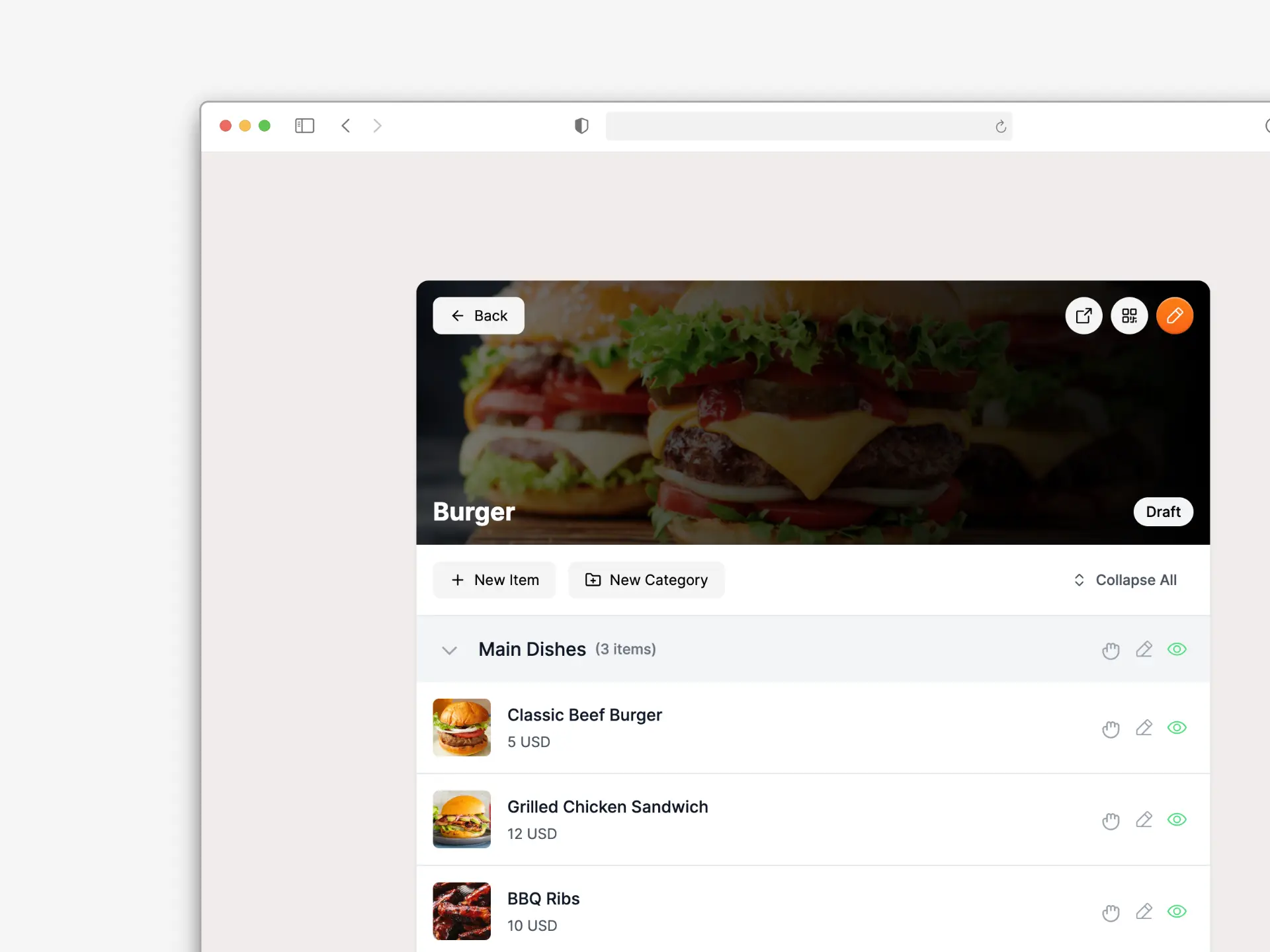 Digital menu customization interface for bars and pubs