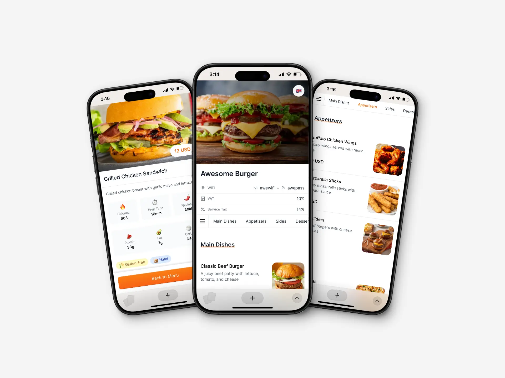 Digital menu being accessed via QR code on a smartphone